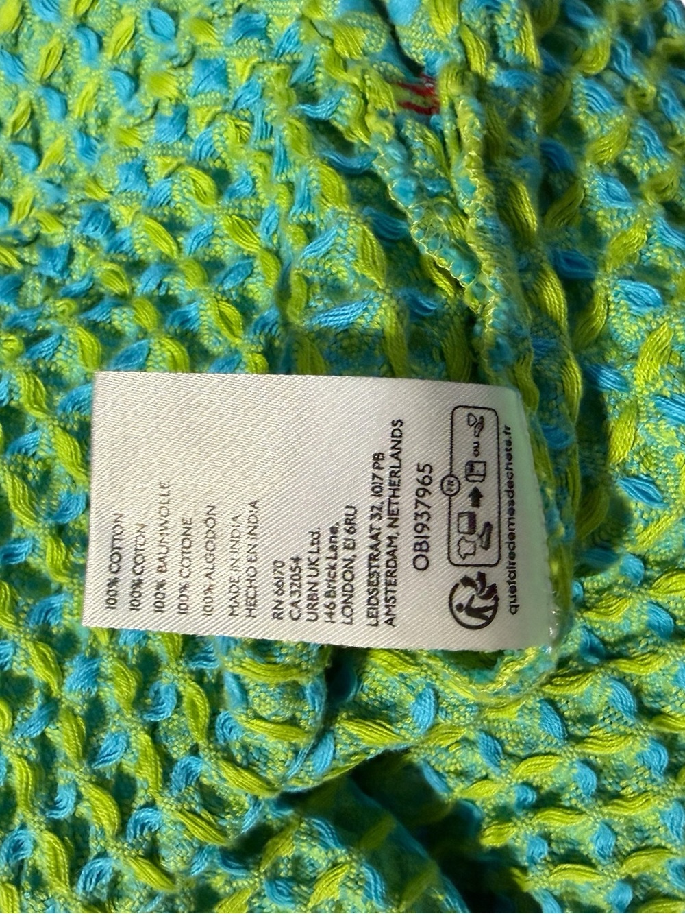 BDG Urban Outfitters Baja Stanley Waffle Hoodie Blue Green Top S - Picture 8 of 8